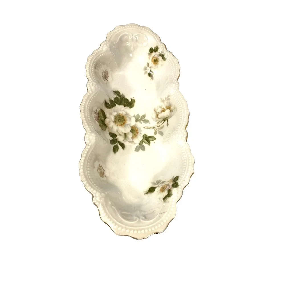 leuchtenburg germany vintage floral‎ white serving bowl